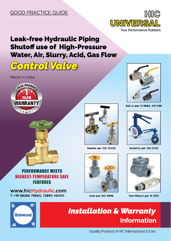 installation of control valve high pressure water gas acid shut off hic hydraulic